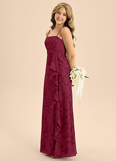 Azazie Kaylee Junior A-Linie Gürtel/Schärpe Blumen-Burnout Kleid Burgunderrot image5