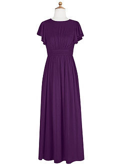 Azazie Mosley Junior Grape A-Line Ruched Mesh Dress image7