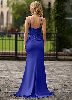 Pizzo Blu Nettuno Abito a colonna in jersey con perline image2
