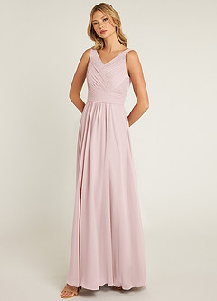 Azazie Pierrette Final Sale Blushing Pink A-Line Pleated Chiffon Dress image3