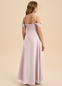 Azazie Anselie Junior Robe Trapèze en Mousseline de soie Épaule décolletée Rose Pâle image2