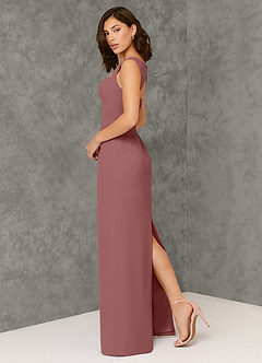 Azazie Flori Bridesmaid Dresses Desert Rose Sheath Square Neckline Chiffon Dress image5