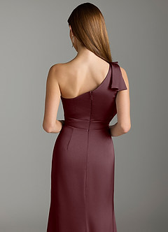 Azazie Rinna Bridesmaid Dresses Sangria Mermaid Ruched Stretch Satin Dress image7