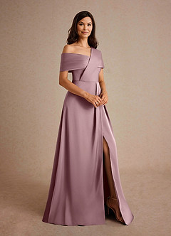 Azazie Milton Mother of the Bride Dresses Dusty Rose A-Line Pleated Stretch Satin Dress image6