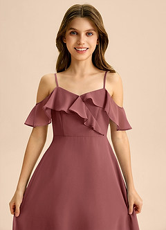 Azazie Kamilla Junior Klä av A-Line i Chiffong Av axeln image7