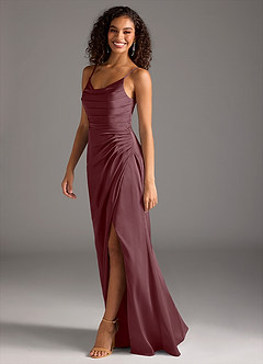 Azazie Deandra Bridesmaid Dresses Sangria Mermaid Pleated Stretch Satin Dress image4