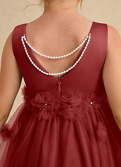 Azazie Lux Flower Girl Dresses Rust A-Line Beaded Tulle Dress image6