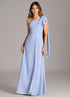 Azazie Tella Bridesmaid Dresses Ice A-Line One Shoulder Chiffon Dress image2