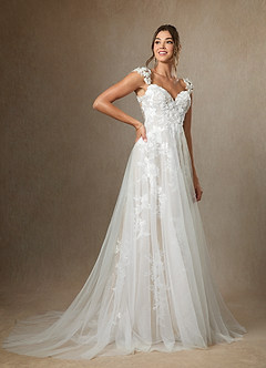 Azazie Moonstone Wedding Dresses Diamond White A-Line Sweetheart Sequins Tulle Dress image7