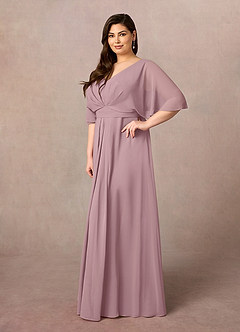 Azazie Oksana Mother of the Bride Dresses Dusty Rose A-Line V-Neck Pleated Chiffon Dress image8