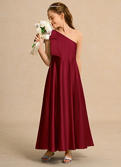 Azazie Guppy Girl Flower Girl Klänningar Klä A-Line i Matt satäng Ena axeln image4