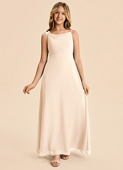Azazie Gumdrop Junior White Alabaster Empire Pleated Chiffon Dress image5