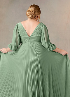 Azazie Zahara Mother of the Bride Dresses Matcha A-Line V-Neck Pleated Chiffon Dress image12