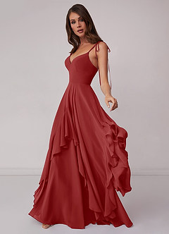 Barbie ♥ Azazie Bridesmaid Dresses Rust A-Line Bow Chiffon Dress image3