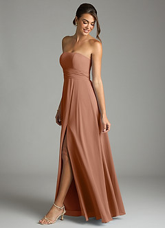 Azazie Tamira Suknie dla druhen Linia A Pofałdowany Szyfon Do ziemi Sukienka image3