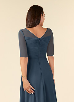 Azazie Naomi Mother of the Bride Dresses Neptune A-Line Boatneck Pleated Chiffon Dress image6