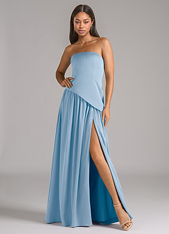 Azazie Adeline Bridesmaid Dresses Powder Blue A-Line Strapless Stretch Satin Convertible Dress image1