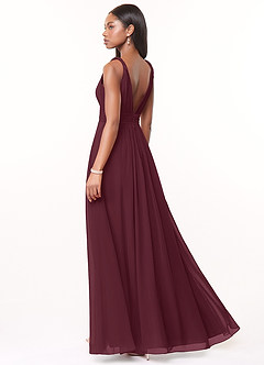 Azazie Maren Bridesmaid Dresses Cabernet A-Line Pleated Chiffon Dress image4