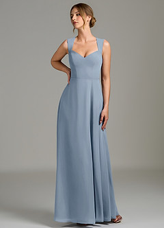 Azazie Gwendolyn Bridesmaid Dresses Dusty Blue A-Line Sweetheart Neckline Chiffon Dress image1