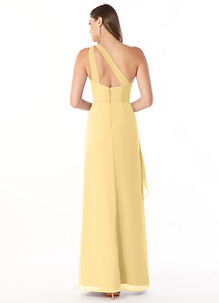 Azazie Maive Robes de demoiselle d'honneur Robe Fourreau en Mousseline de soie Plissé à volants Beurre image2
