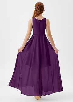 Azazie Lizette Junior Grape A-Line Pleated Chiffon Dress image5