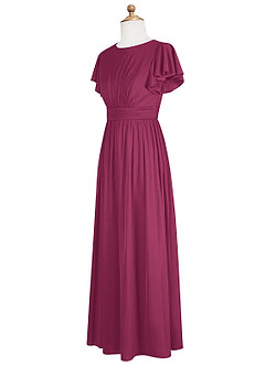 Azazie Mosley Junior Mulberry A-Line Ruched Mesh Dress image9