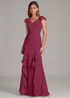 Azazie Nessa Abiti da Damigella Abito A-Line in Chiffon Gelso image4