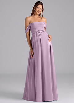 Azazie Saige Maternity Bridesmaid Dresses A-Line Pleated Chiffon Floor-Length Dress image3