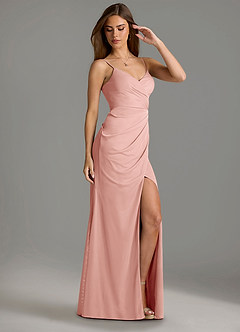 Azazie Maci Bridesmaid Dresses Rosette Sheath Pleated Mesh Dress image3
