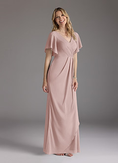 Azazie Song At-home Try On Dresses Dusty Rose Mermaid V-Neck Pleated Stretch Chiffon Dress image1
