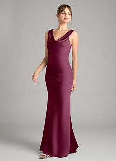 Azazie Rylina Bridesmaid Dresses Mulberry Mermaid Stretch Satin Dress image4