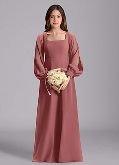 Azazie Bondi Junior Robe Trapèze en Mousseline de soie Blouson Améthyste image3