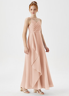 Azazie Mariela Junior English Rose A-Line Pleated Chiffon Dress image4