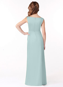 Azazie Sadia Junior Mist A-Line Pleated Stretch Satin Dress image3