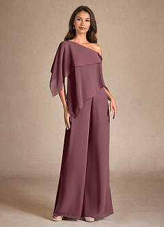 Azazie Halima Abiti per la Madre della Sposa Abito Tuta Pantaloni in Chiffon Spacco Laterale Sangria image5