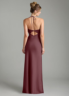 Azazie Mae Bridesmaid Dresses Sangria Mermaid Pleated Stretch Satin Dress image6