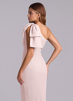 Azazie Yuanna Bridesmaid Dresses Blushing Pink Mermaid One Shoulder Chiffon Dress image8