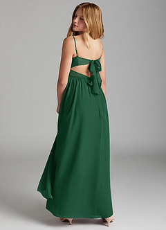Azazie Zeya Junior Dark Green A-Line Chiffon Dress image5