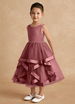 Azazie Posy Blumenmädchenkleider A-Linie Mit Perlen Tüll Kleid Amethyst image3