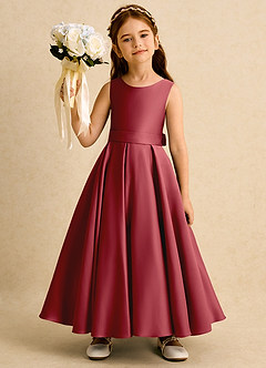 Azazie Mapel vestidos de niña de las flores Vestido de Granada de Satin Mate de Princesa con Plisado image4