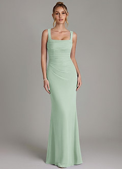 Azazie Agustina Bridesmaid Dresses Agave Mermaid Corset Chiffon Dress image5
