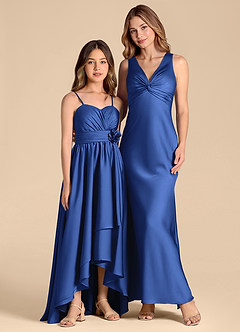 Azazie Catalina Junior Klä av A-Line i Stretch Satin Älskling Halsringning image3