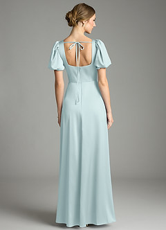 Azazie Fyona Bridesmaid Dresses Mist A-Line Pleated Stretch Satin Dress image7