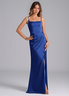 Azazie Donielle Bridesmaid Dresses Royal Blue Mermaid Corset Stretch Satin Dress image5