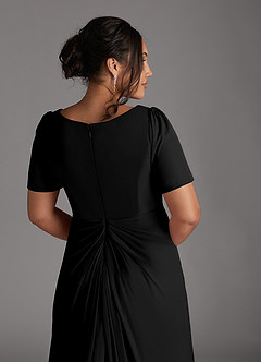 Azazie Bessie Kleider für die Brautmutter A-Linie Plissee Gittergewebe Kleid Schwarz image10