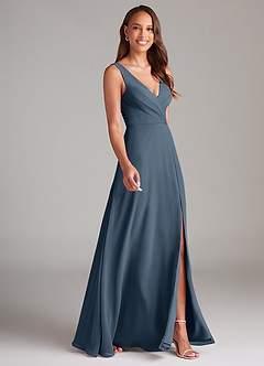 Azazie Nelly Bridesmaid Dresses Neptune A-Line Pleated Chiffon Dress image3