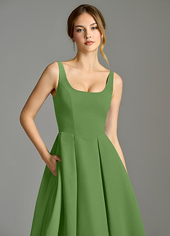 Azazie Amalie Bridesmaid Dresses Basil A-Line Pleated Chiffon Dress image7