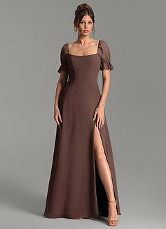 Azazie Jaden Bridesmaid Dresses Ganache A-Line with Pockets Chiffon Dress image3