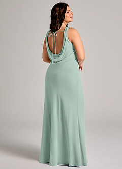 Azazie Rylina Bridesmaid Dresses Agave Mermaid Pleated Chiffon Dress image8