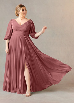 Azazie Zahara 신부의 어머니 드레스 A라인 쉬폰 바닥 길이 드레스 image7
